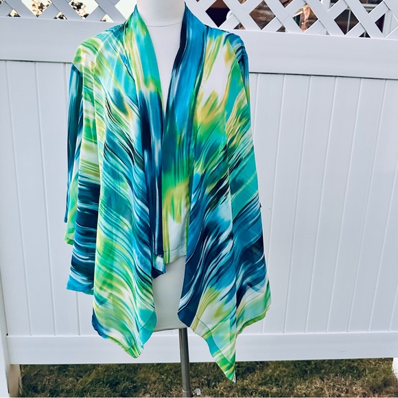 Southern Lady Other - Southern Lady Blue and Green Open Front Petite Kimono